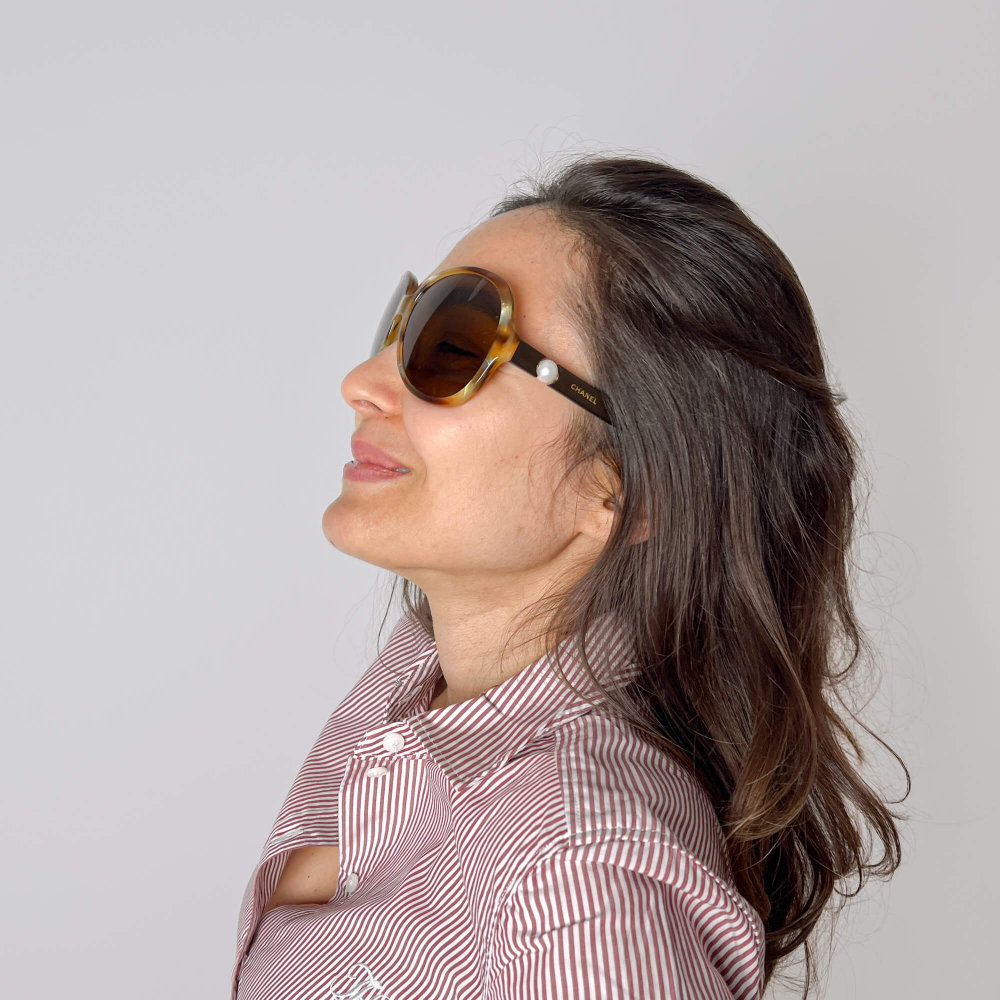 Chanel Pearl Shades Acetate Oversizes Sunglasses Multicolor