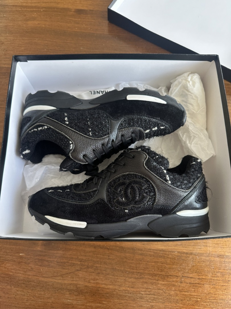 Chanel Black Tweed Sneaker