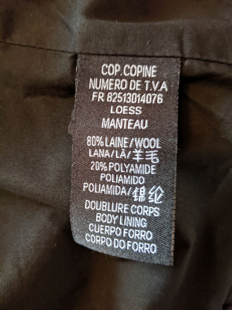 Cop.Copine Manteau en laine col-capuchon 40-42