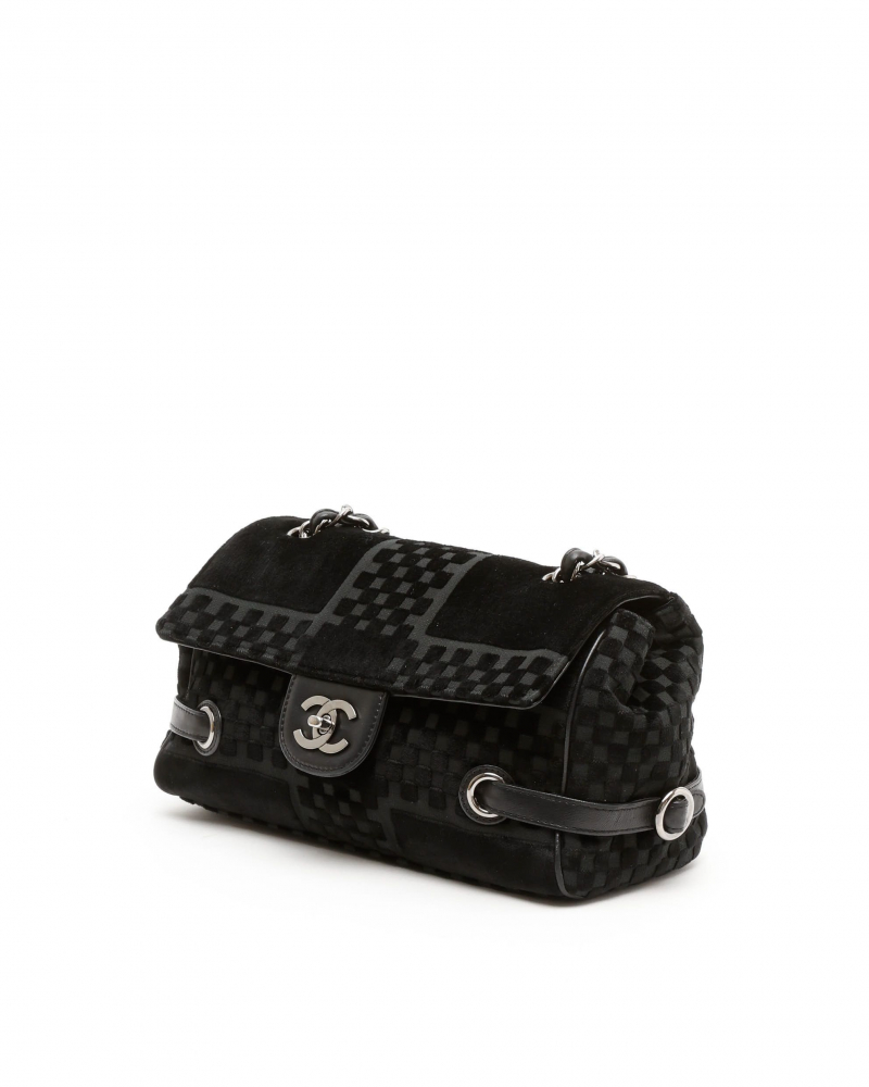 Chanel CC Check Velvet Single Flap Bag