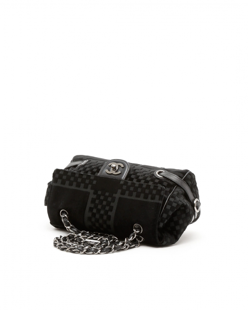 Chanel CC Check Velvet Single Flap Bag
