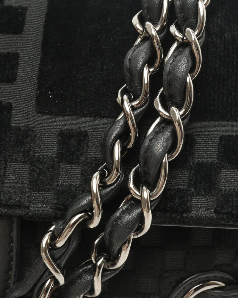 Chanel CC Check Velvet Single Flap Bag