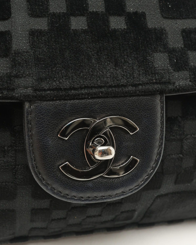 Chanel CC Check Velvet Single Flap Bag