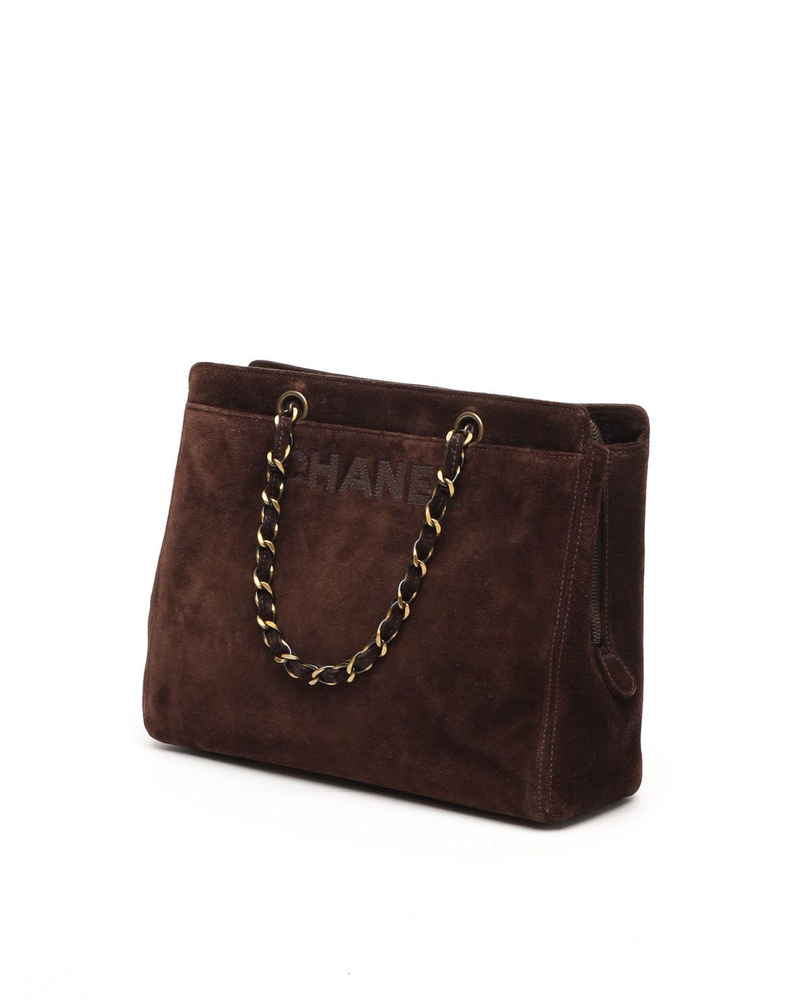 Chanel CC Suede Chain Tote Bag