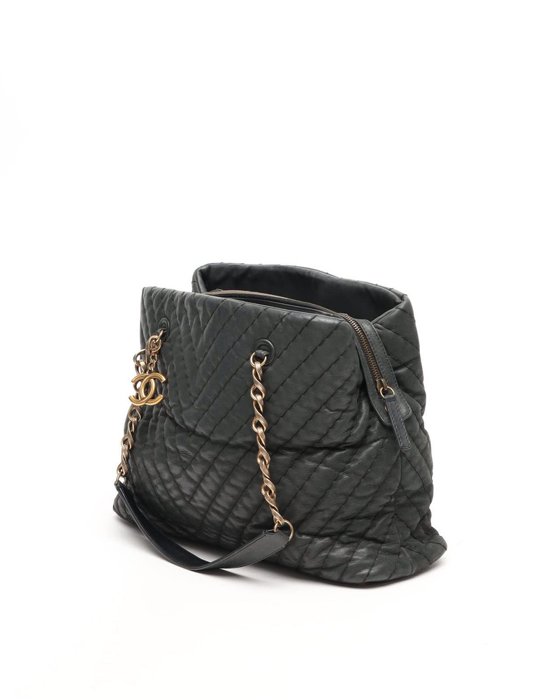 Chanel Chevron V-Stitch Chain Tote Bag