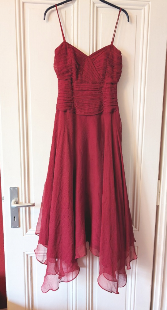 MONSOON Dark red silk dress 34