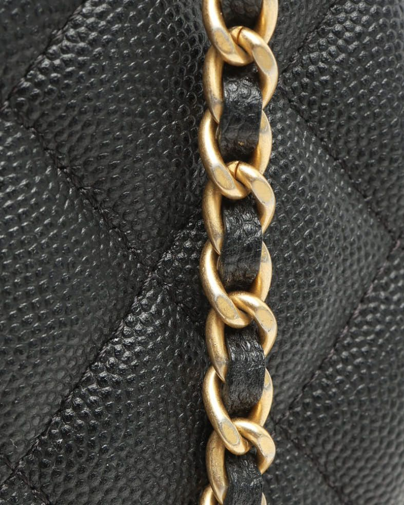 Chanel In The Loop Chain Caviar Round Clutch Bag