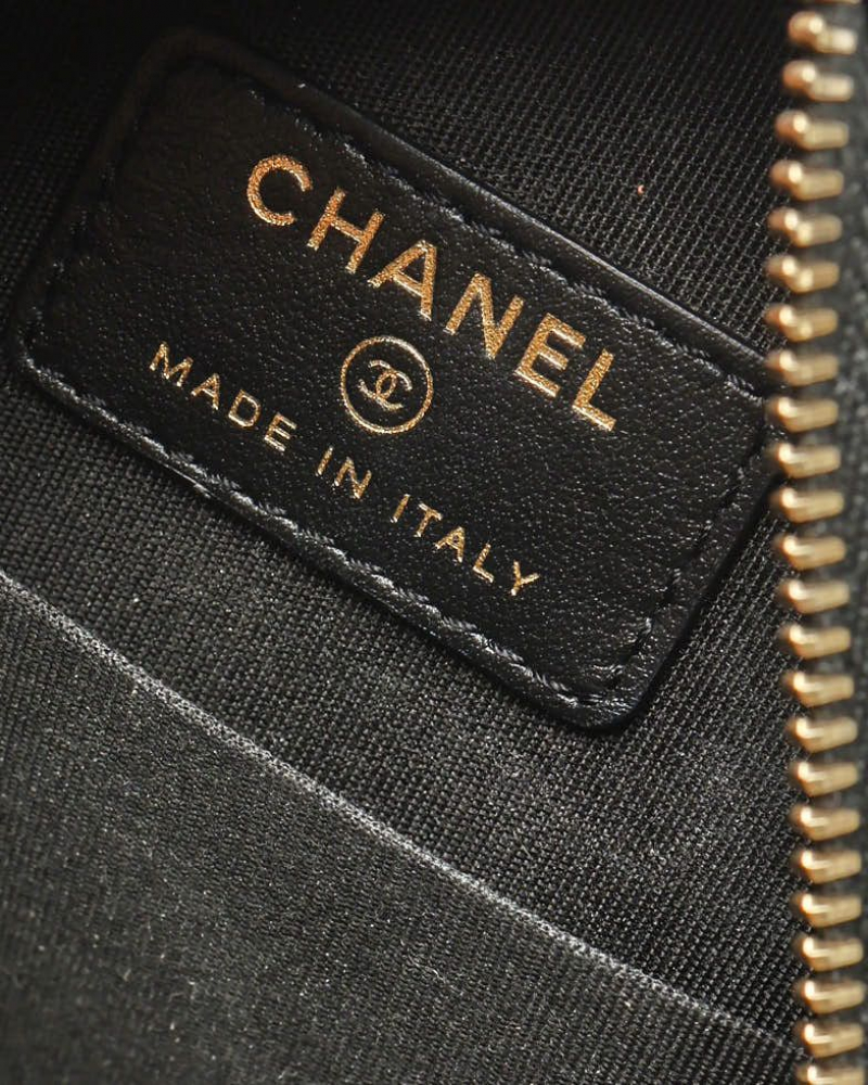 Chanel In The Loop Chain Caviar Round Clutch Bag