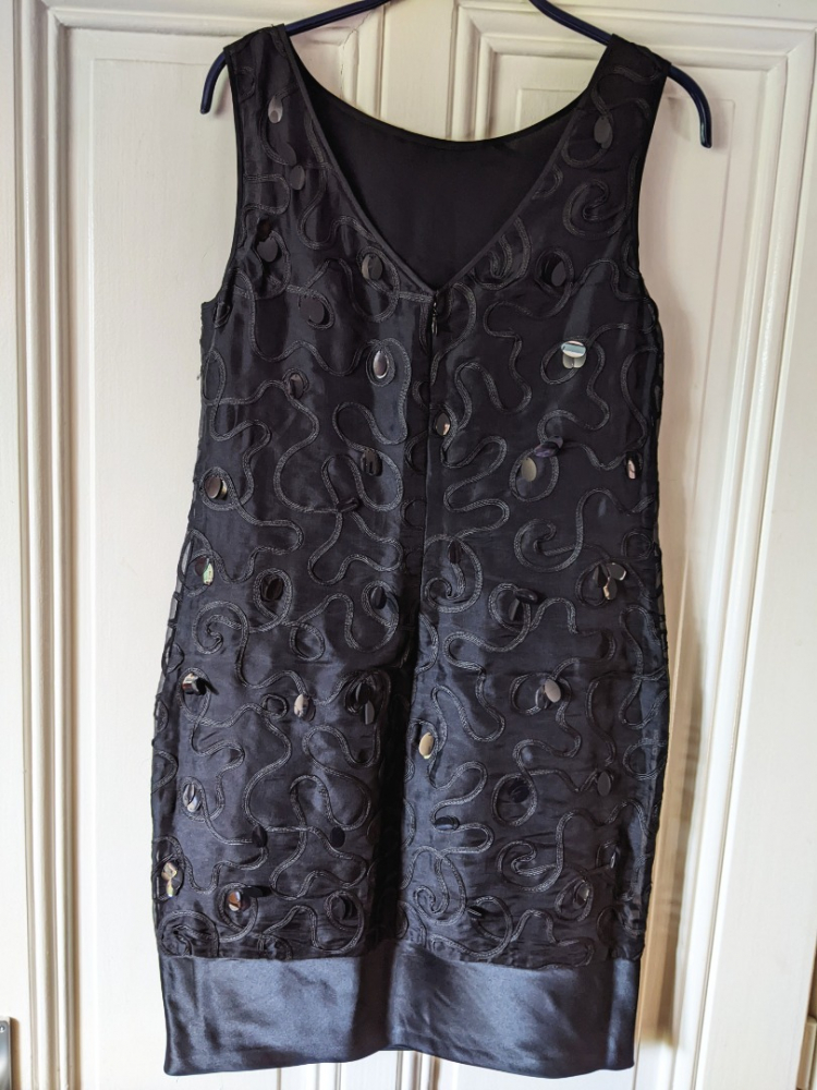 Marchesa Schwarzes Seidenkleid 36