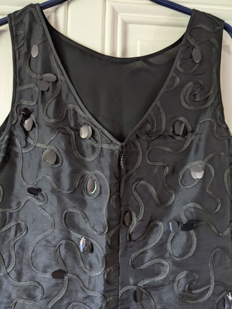 Marchesa Schwarzes Seidenkleid 36