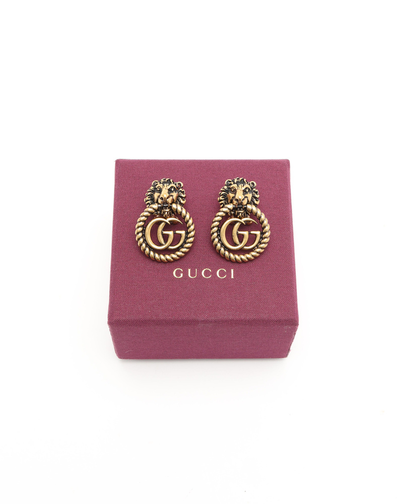 Gucci GG Lion Head Clip-on Earrings
