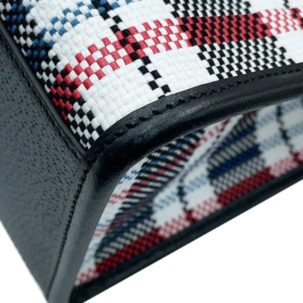 Gucci AB Gucci Brown Beige Canvas Fabric Freya Hartas ICCUG Logo Embroidered Plaid Tote Italy