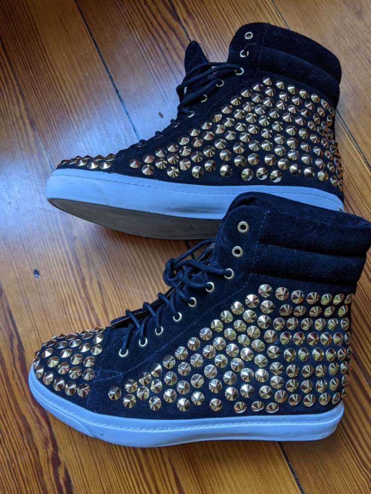 Jeffrey Campbell Black suede sneakers studded with gold 36.5