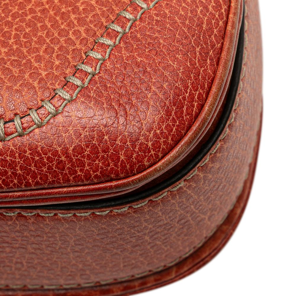 Gucci B Gucci Red Indian Red Calf Leather Small New Bamboo Satchel Italy