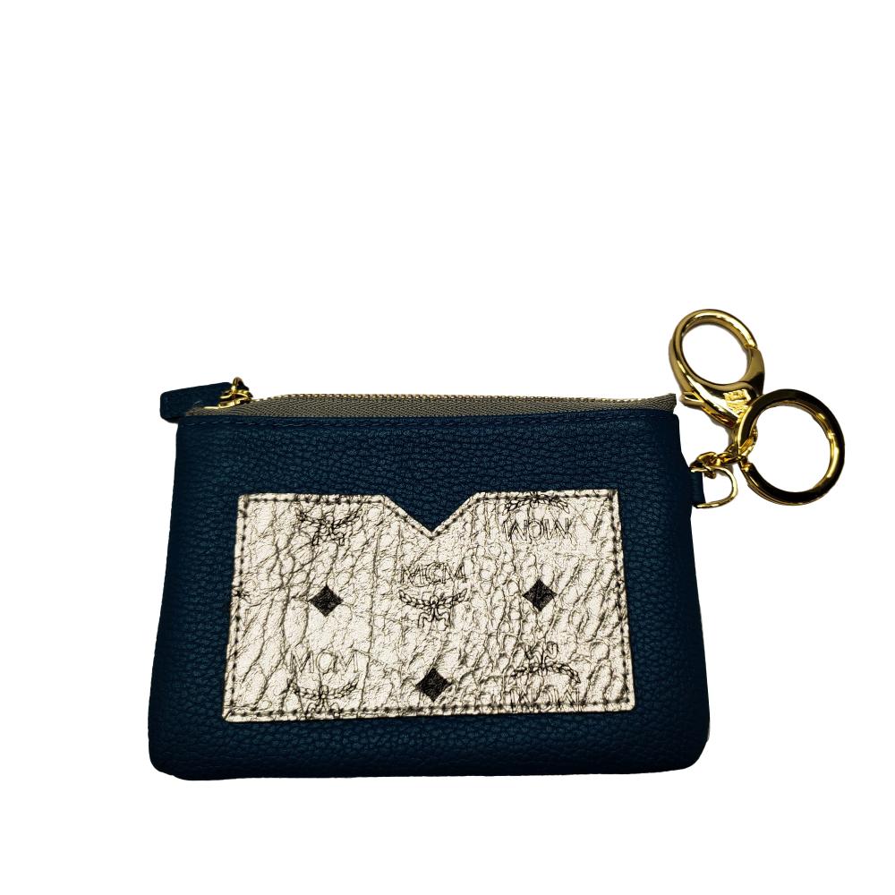 MCM AB MCM Blue with Silver Calf Leather Visetos Coin Pouch Korea, South