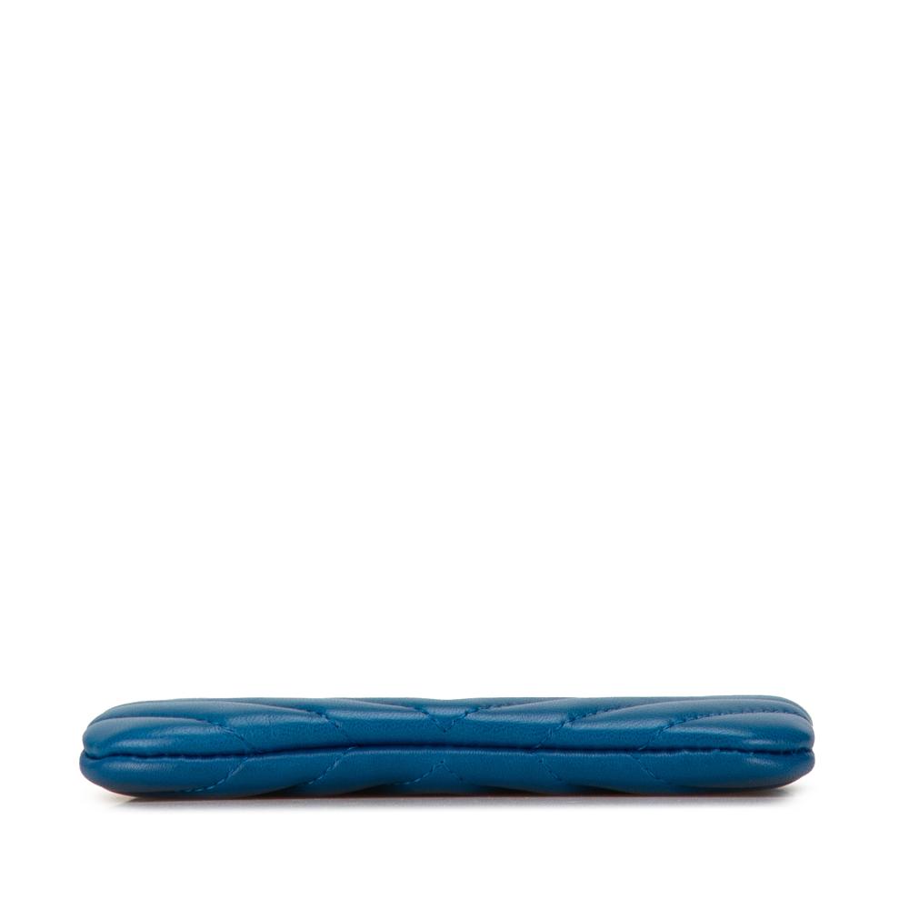 Chanel B Chanel Blue Lambskin Leather Leather Chevron Lambskin O Case Pouch Italy