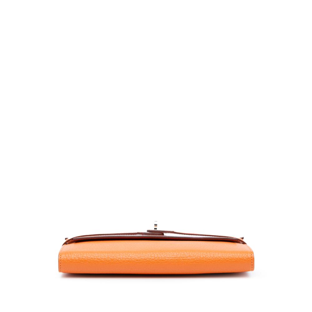 Hermès B Hermès Orange Goatskin Leather Chevre Mysore Kelly Longue Wallet France