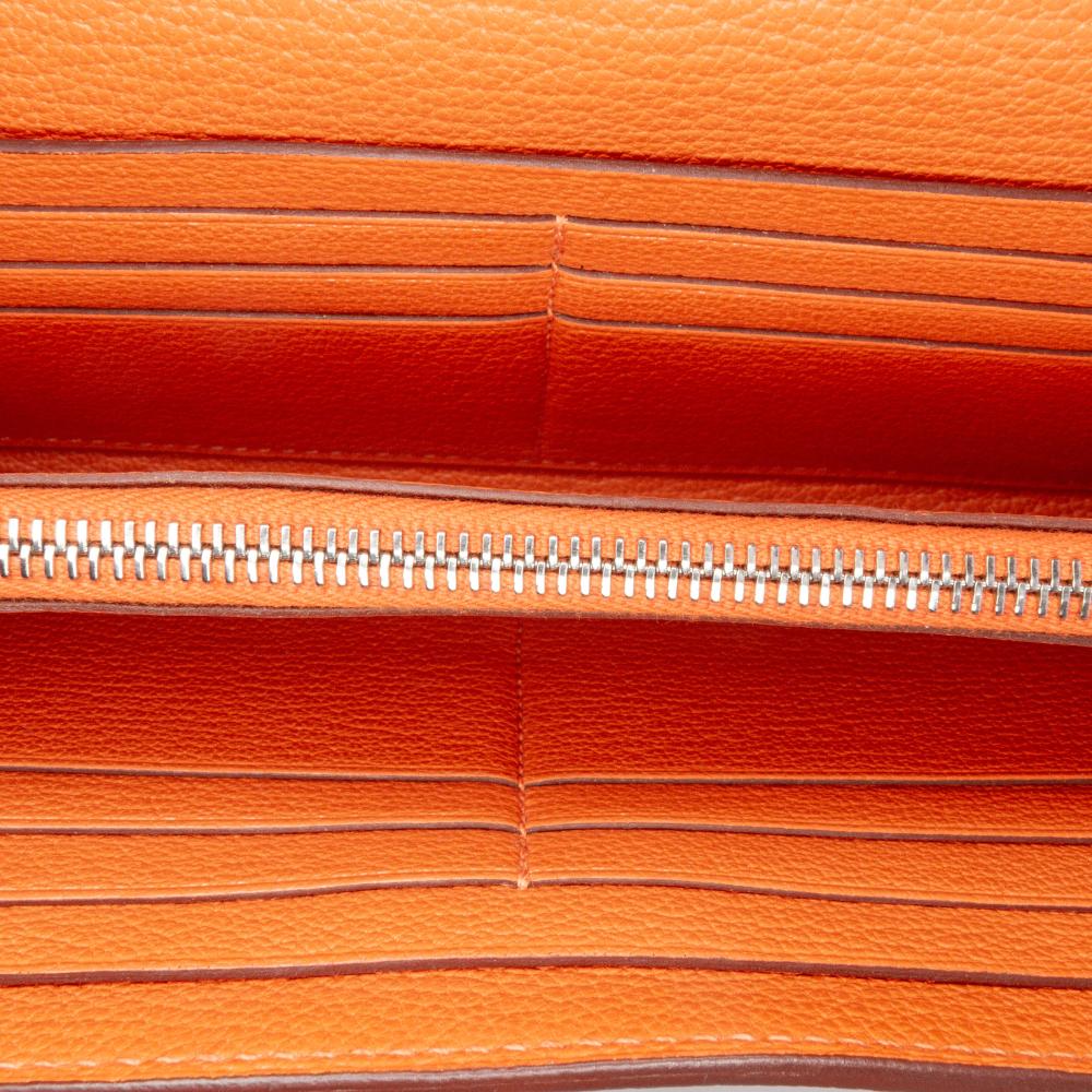 Hermès B Hermès Orange Goatskin Leather Chevre Mysore Kelly Longue Wallet France