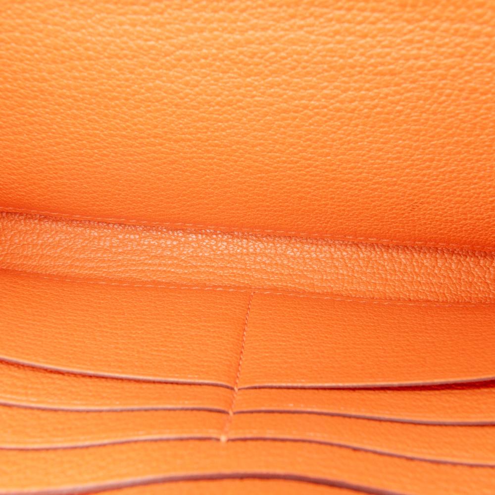 Hermès B Hermès Orange Goatskin Leather Chevre Mysore Kelly Longue Wallet France