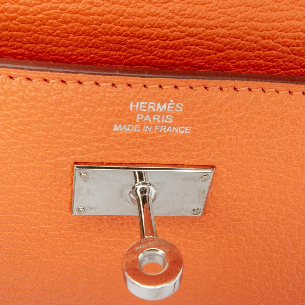 Hermès B Hermès Orange Goatskin Leather Chevre Mysore Kelly Longue Wallet France