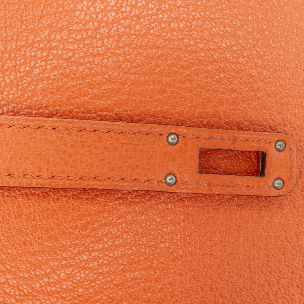Hermès B Hermès Orange Goatskin Leather Chevre Mysore Kelly Longue Wallet France
