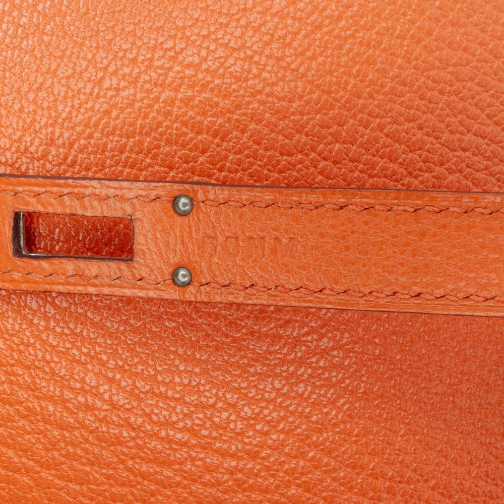 Hermès B Hermès Orange Goatskin Leather Chevre Mysore Kelly Longue Wallet France