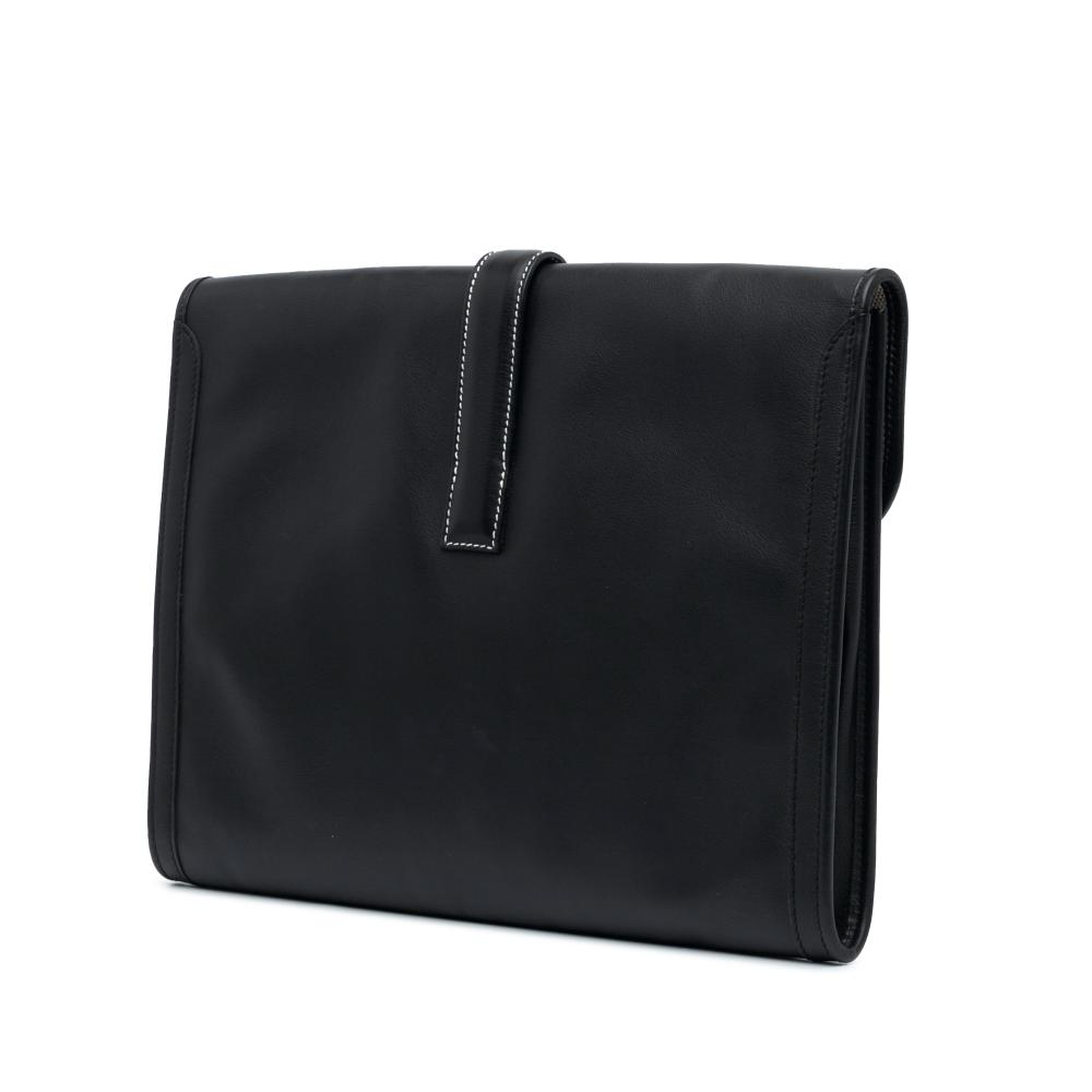 Hermès B Hermès Black Calf Leather Swift Jige GM France