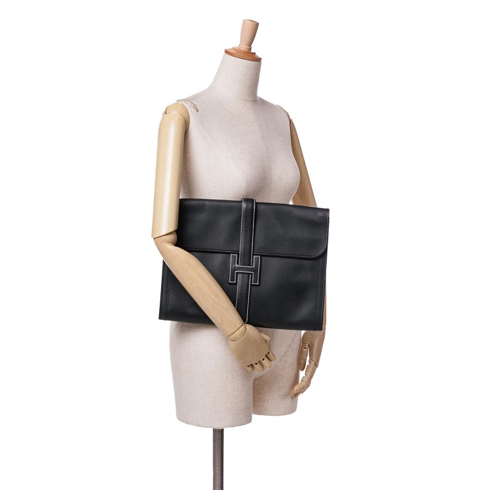 Hermès B Hermès Black Calf Leather Swift Jige GM France