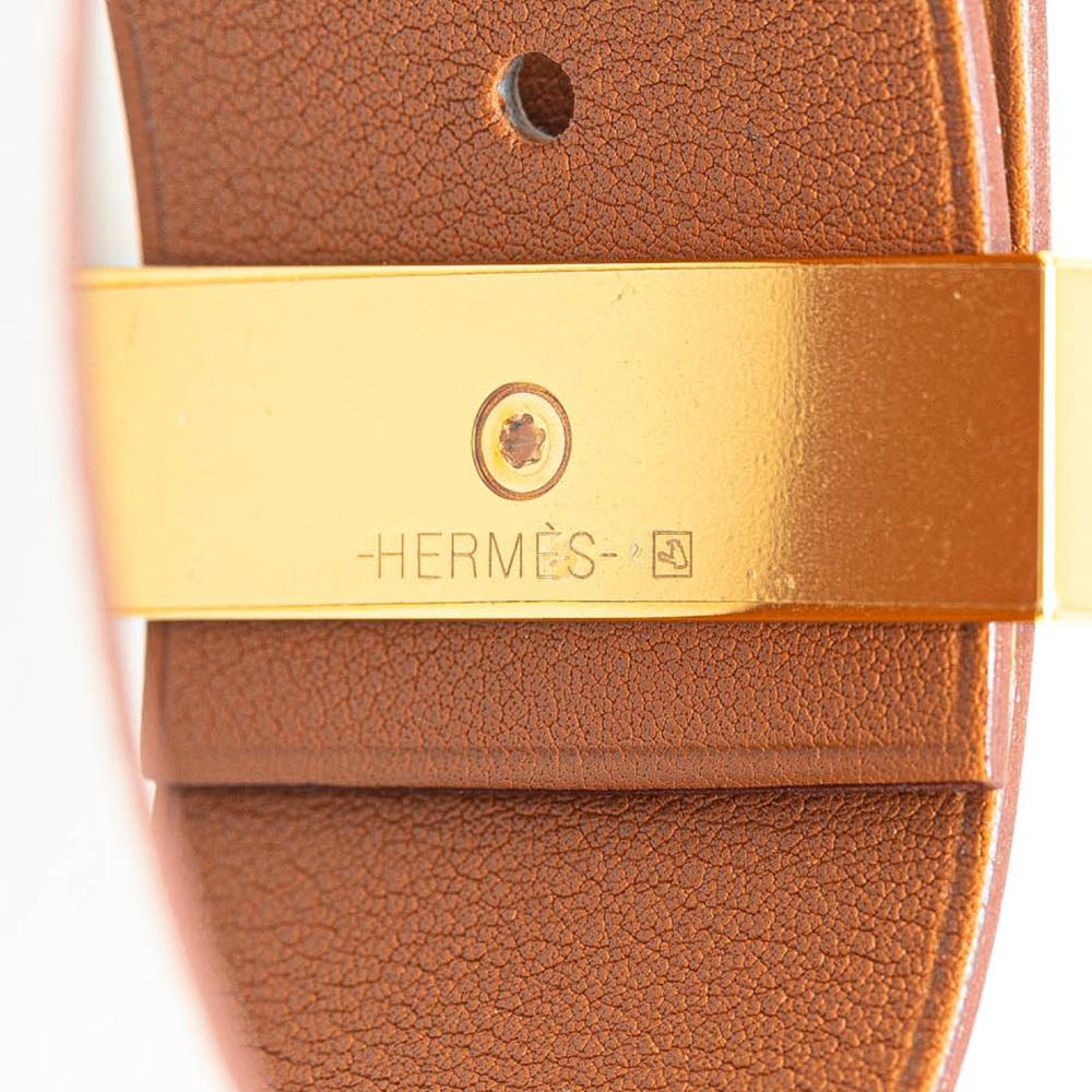 Hermès B Hermès White with Gold Calf Leather Bicolor Epsom Reversible Illusion Bracelet MM France