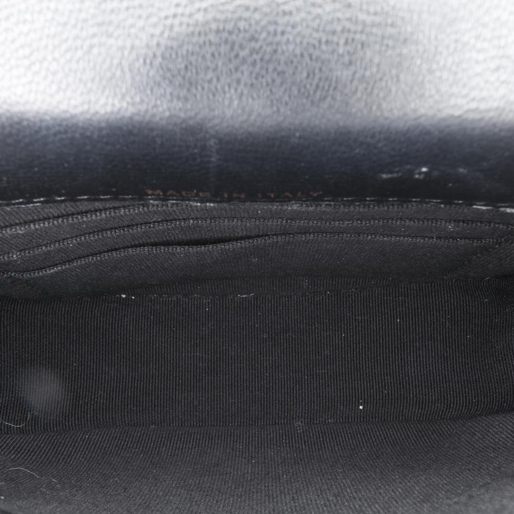 Chanel B Chanel Black Calf Leather Mini Quilted skin Coco Mail Clutch with Chain Italy