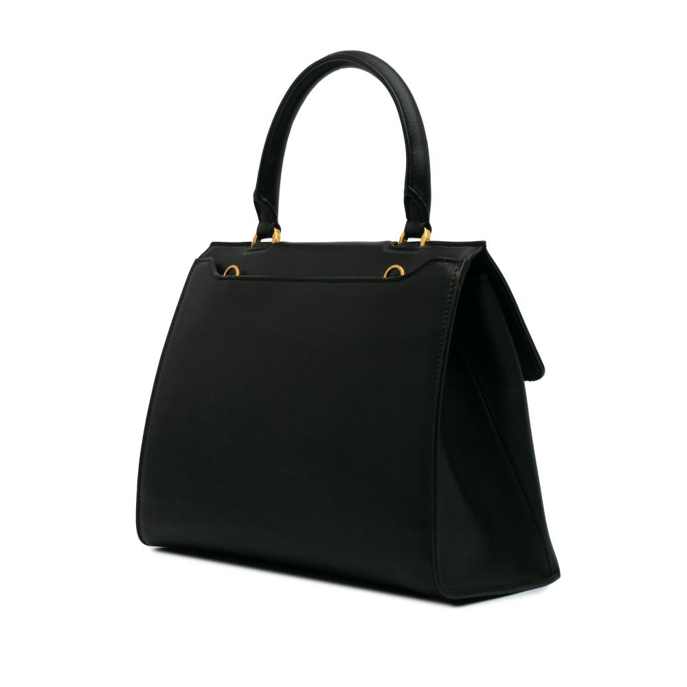 Ferragamo B Ferragamo Black Calf Leather Gancini Trifolio Satchel Italy