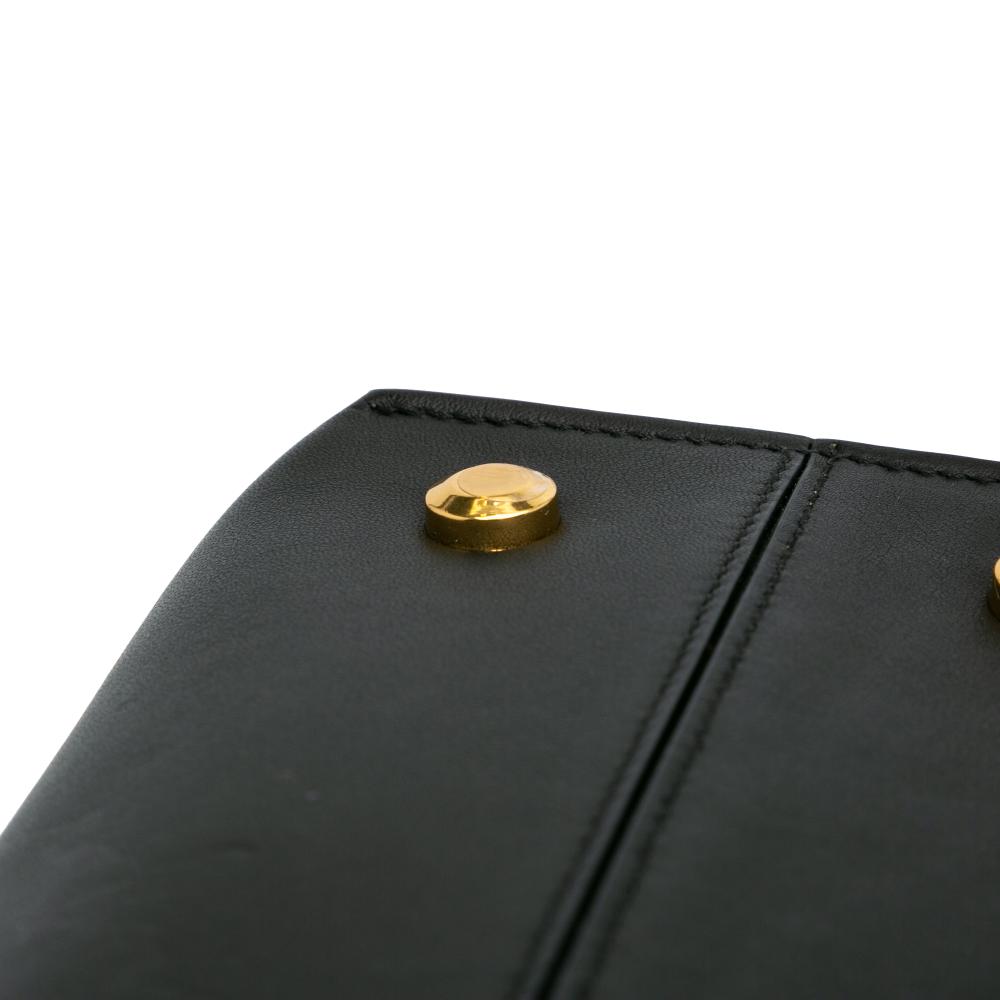 Ferragamo B Ferragamo Black Calf Leather Gancini Trifolio Satchel Italy