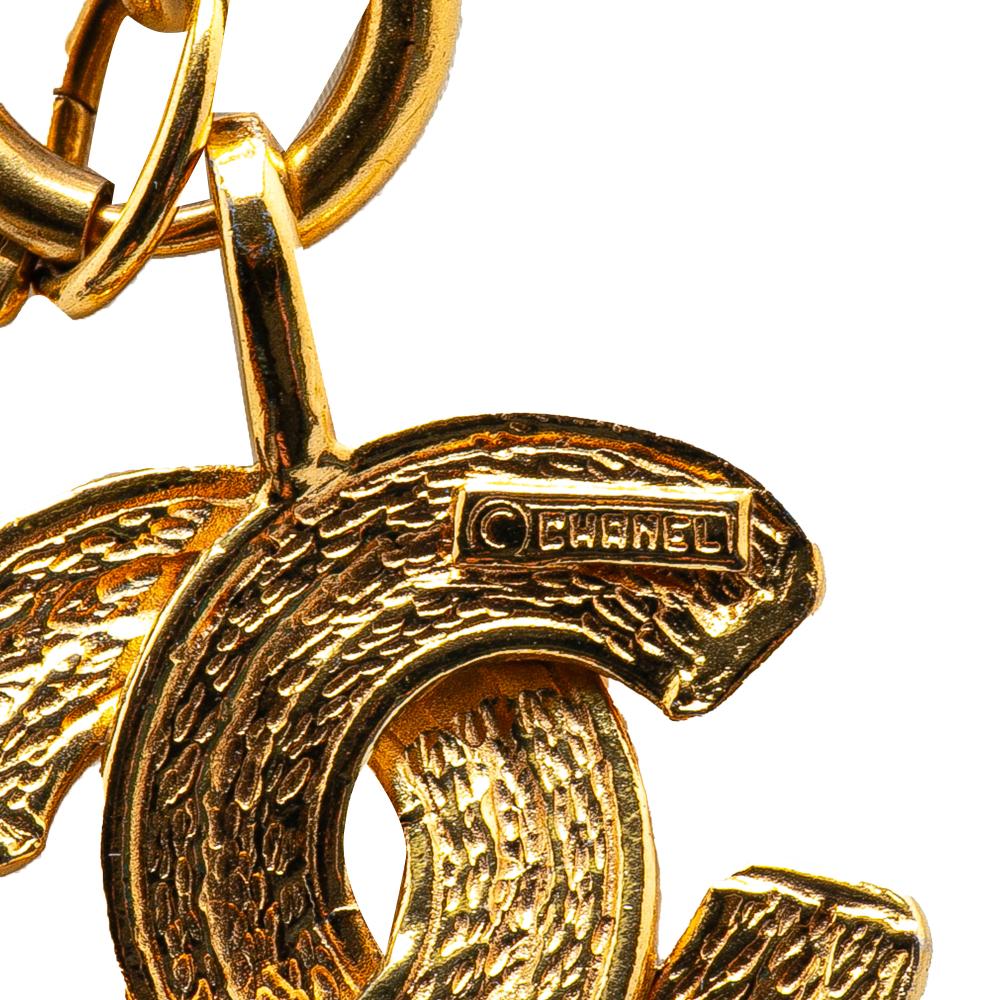 Chanel B Chanel Gold Gold Plated Metal CC Quilted Pendant Necklace France