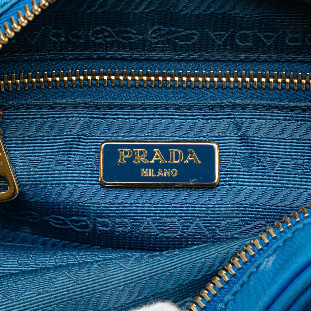Prada B Prada Blue Nylon Fabric Tessuto Pouch Italy