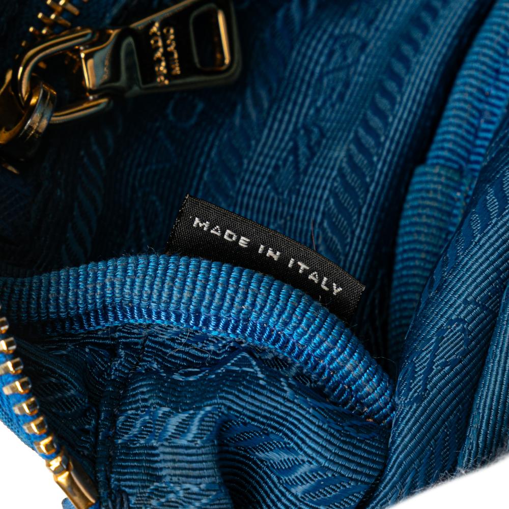 Prada B Prada Blue Nylon Fabric Tessuto Pouch Italy