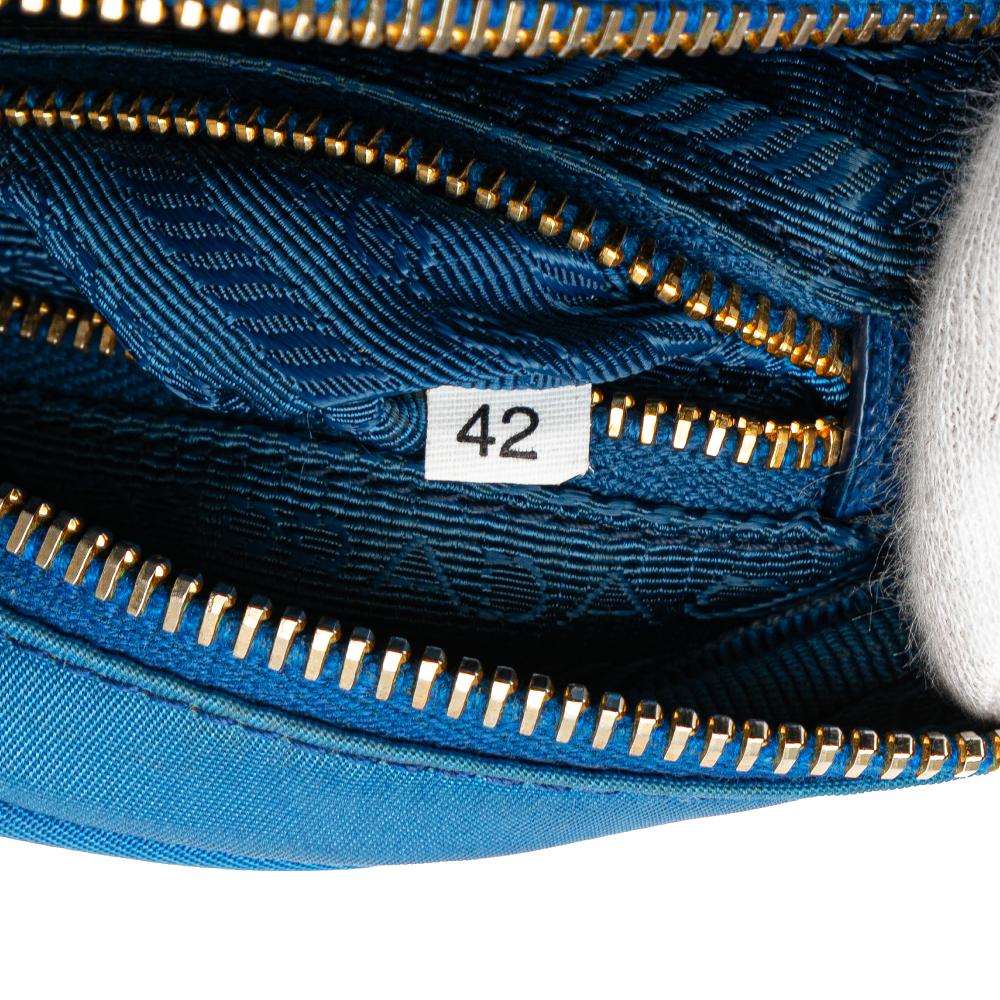 Prada B Prada Blue Nylon Fabric Tessuto Pouch Italy