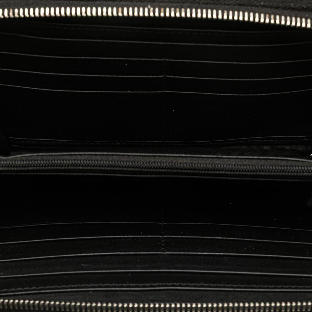 Gucci B Gucci Black Calf Leather Microguccissima Zip Around Long Wallet Italy