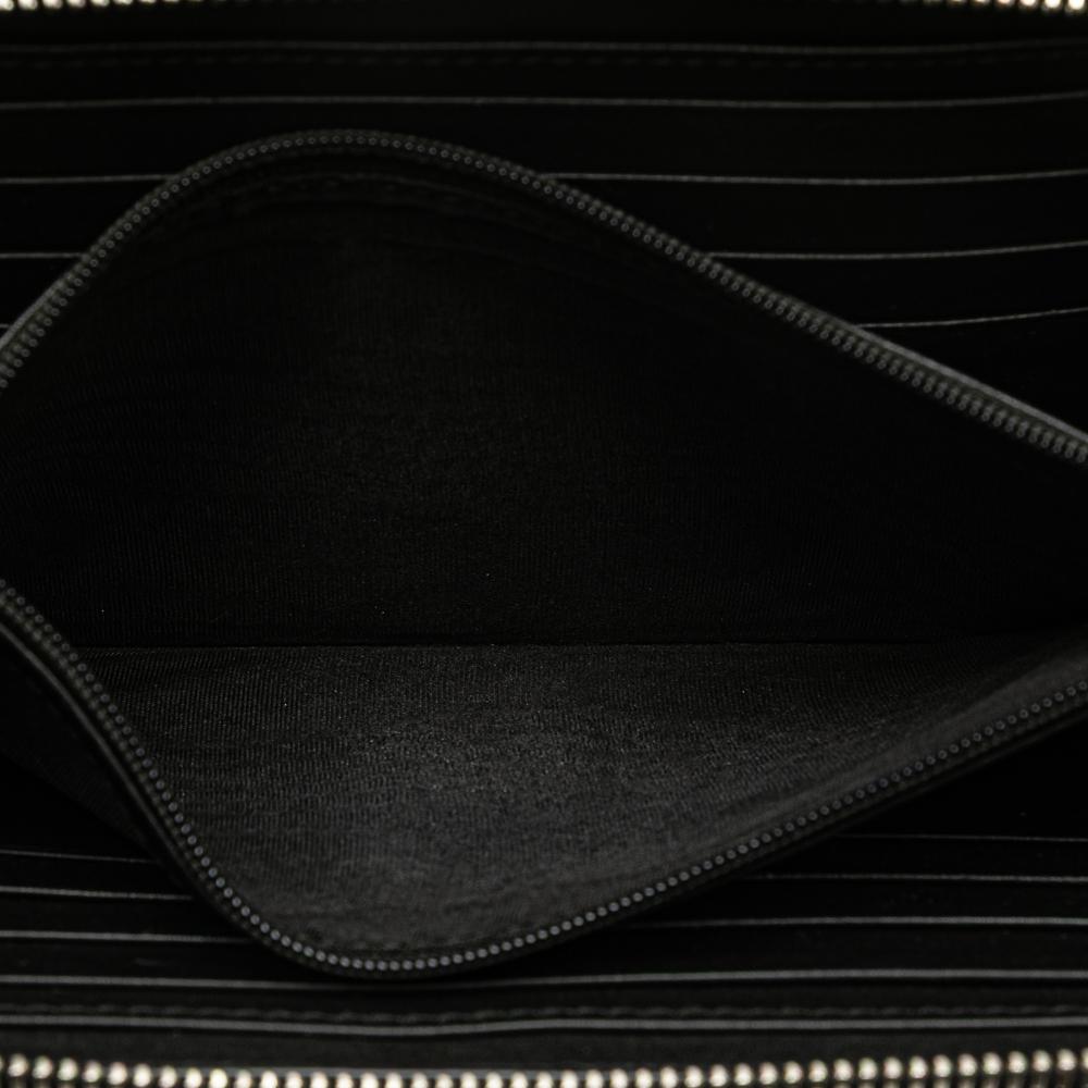 Gucci B Gucci Black Calf Leather Microguccissima Zip Around Long Wallet Italy