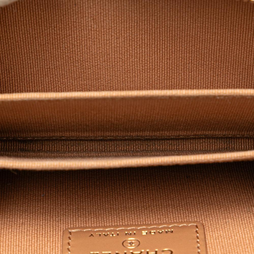 Chanel AB Chanel Brown Nude Caviar Leather Leather CC Quilted Caviar Zip Around Coin Purse Italy