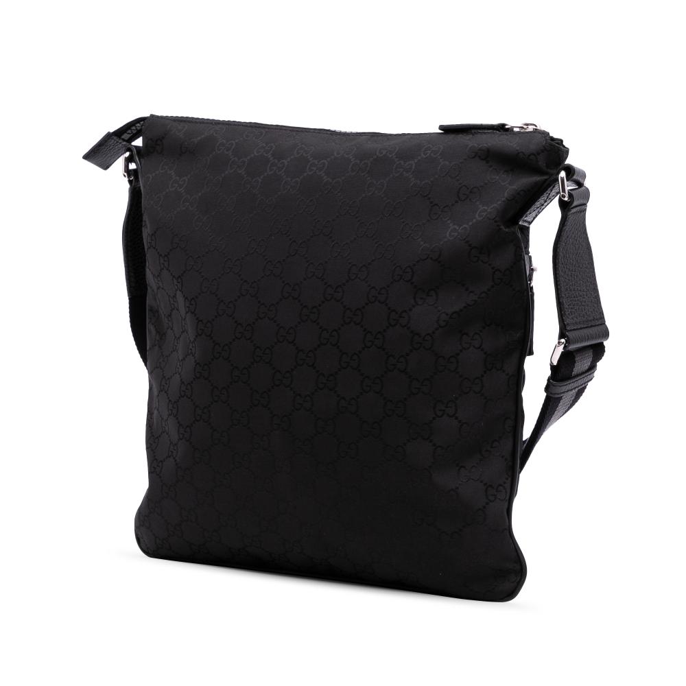 Gucci B Gucci Black Nylon Fabric GG Web Crossbody Italy