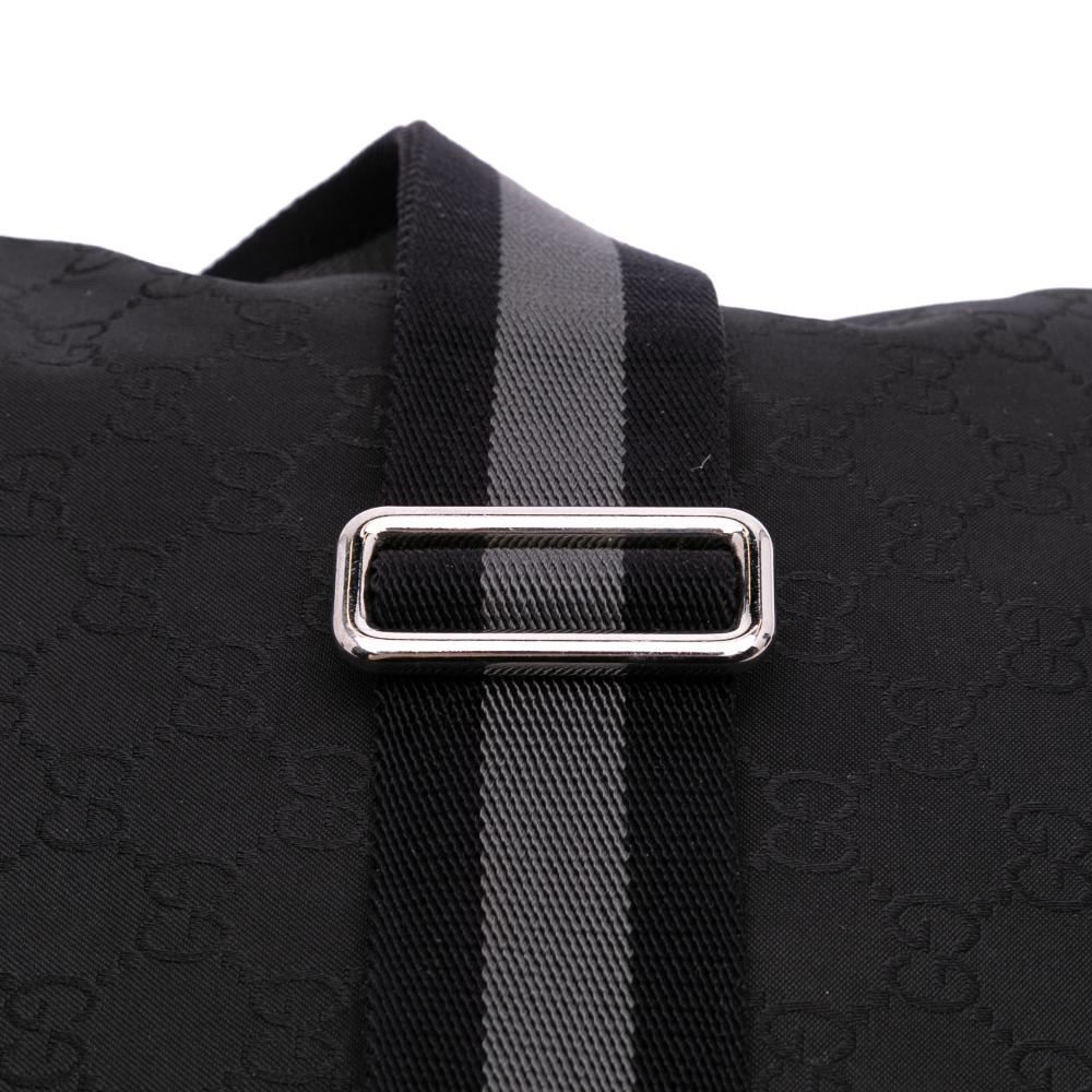 Gucci B Gucci Black Nylon Fabric GG Web Crossbody Italy