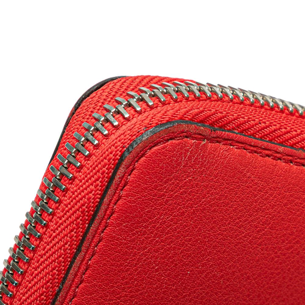 Louis Vuitton B Louis Vuitton Red Calf Leather Articles de Voyage Zippy Long Wallet France
