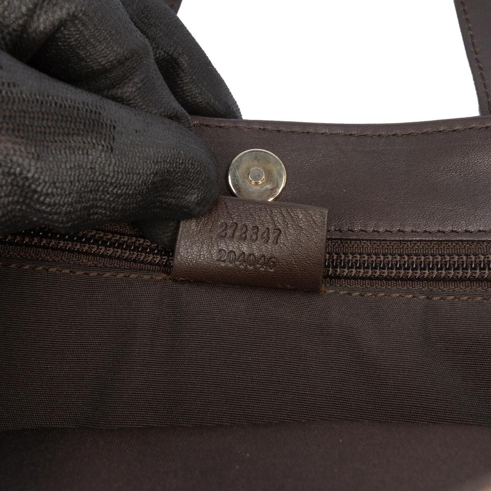 Gucci B Gucci Brown Dark Brown Calf Leather Guccissima Tote Italy