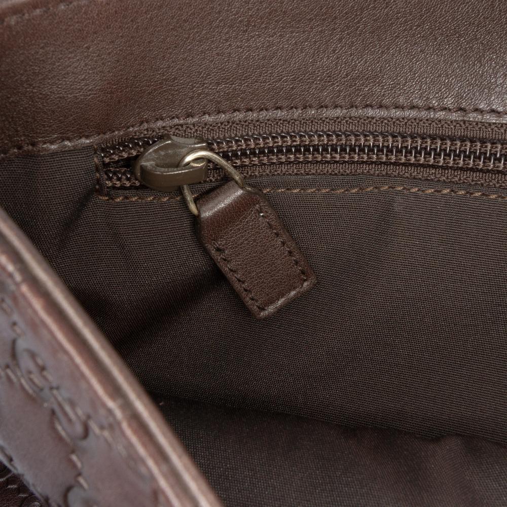 Gucci B Gucci Brown Dark Brown Calf Leather Guccissima Tote Italy