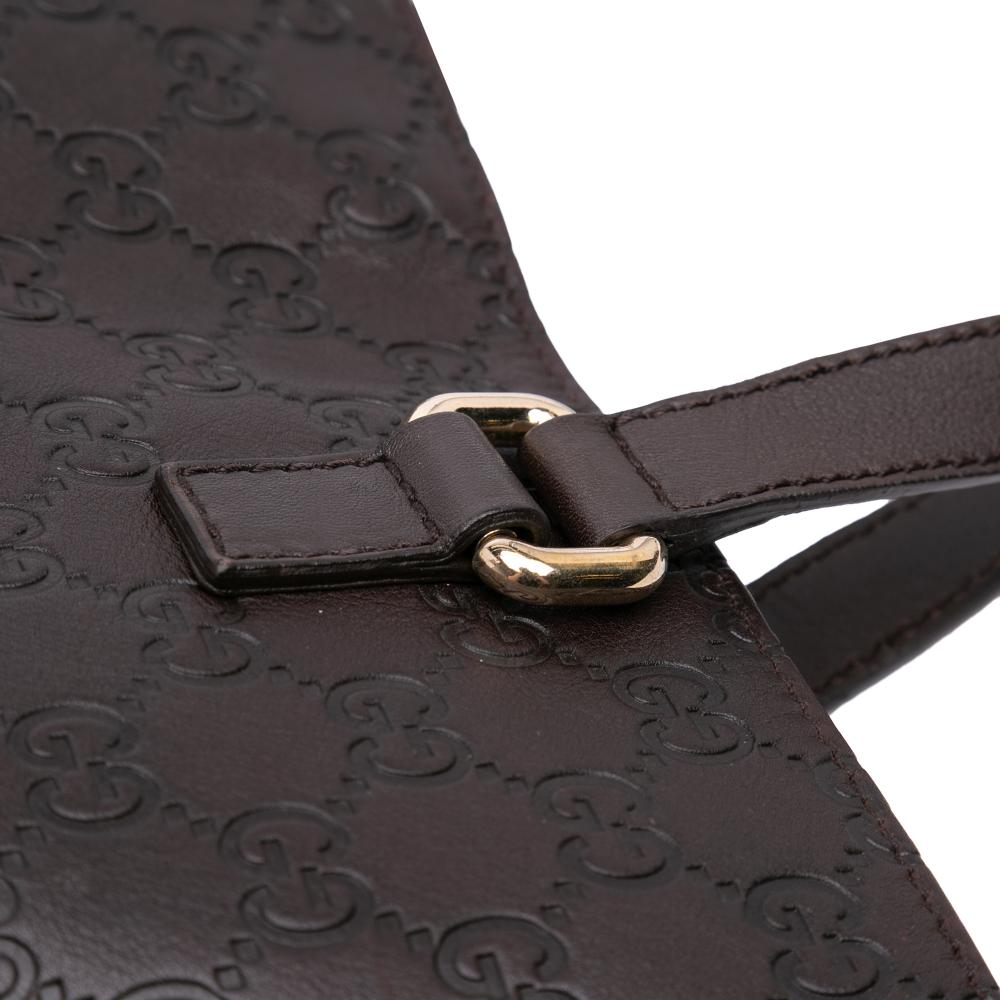 Gucci B Gucci Brown Dark Brown Calf Leather Guccissima Tote Italy