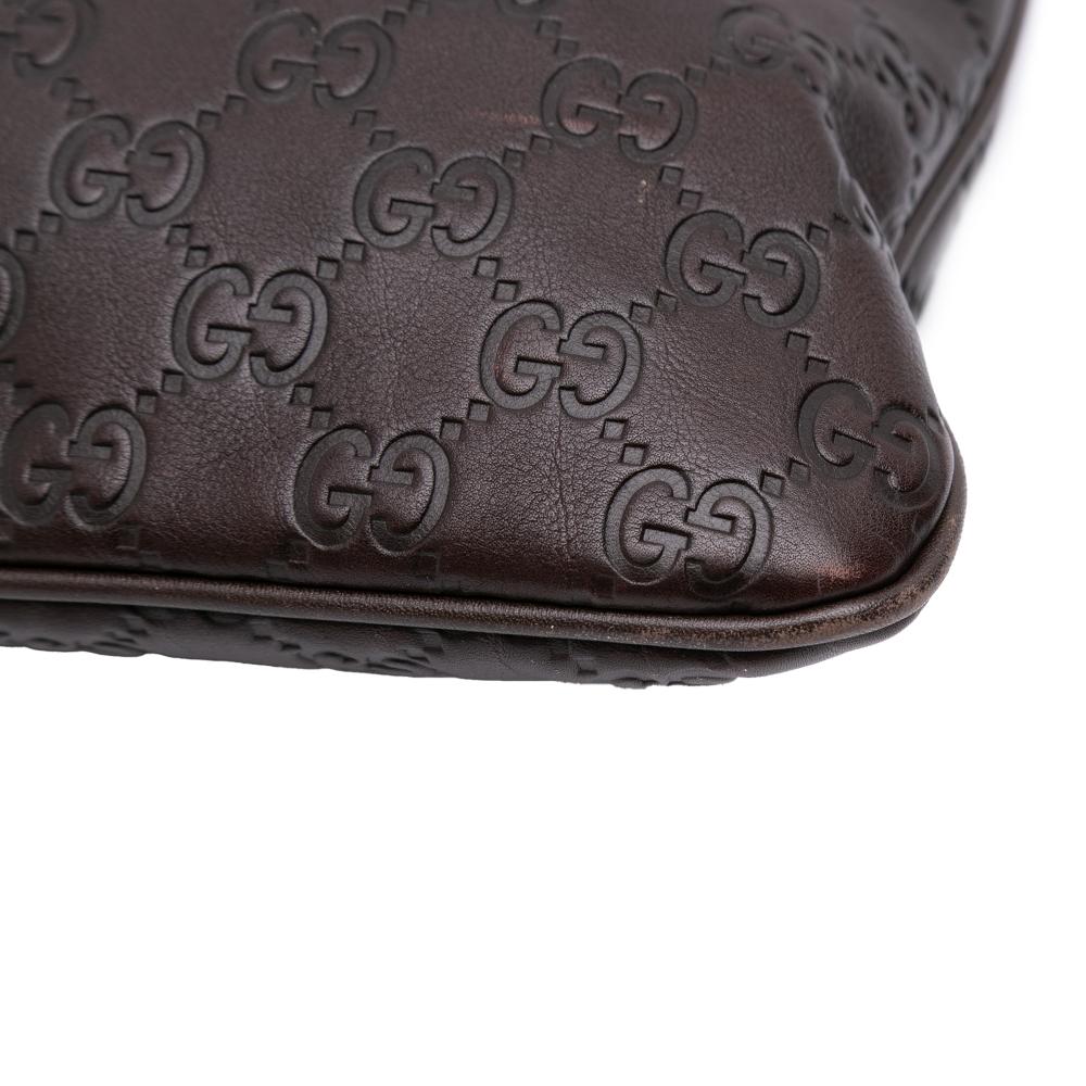 Gucci B Gucci Brown Dark Brown Calf Leather Guccissima Tote Italy