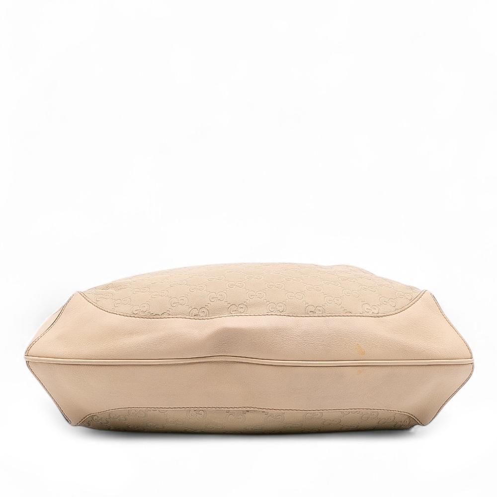 Gucci B Gucci Brown Beige Calf Leather Bamboo Guccissima Peggy Satchel Italy