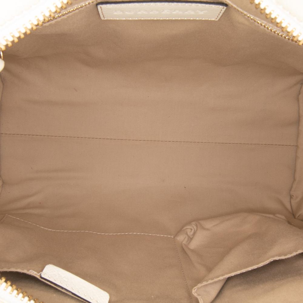 Burberry B Burberry Brown Beige Coated Canvas Fabric Haymarket Check Minford Portrait Satchel Italy