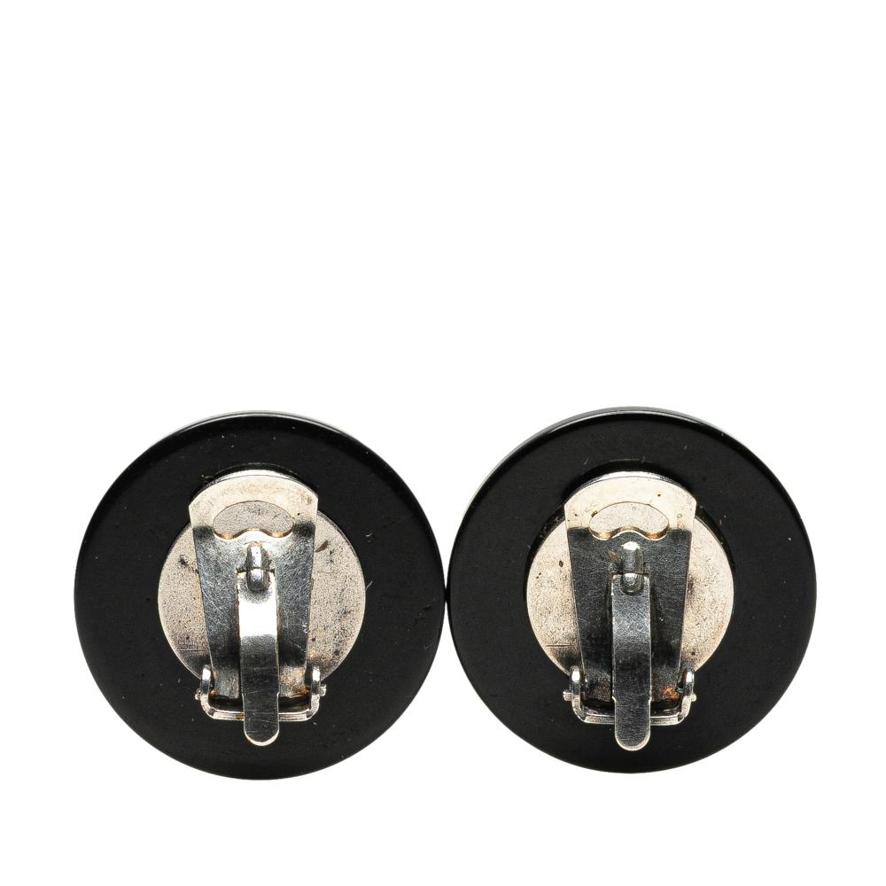 Chanel B Chanel White Resin Plastic CC Button Clip on Earrings France