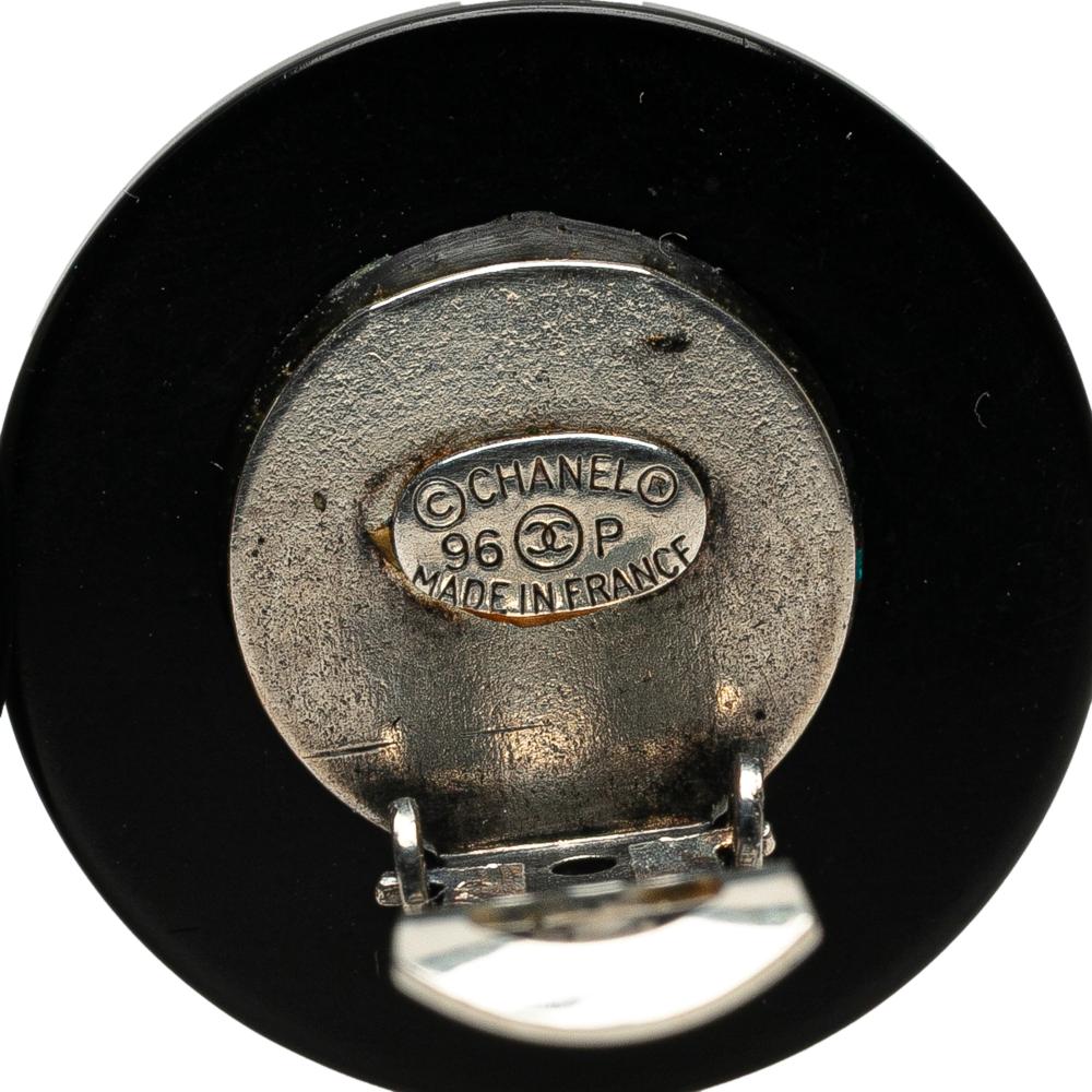 Chanel B Chanel White Resin Plastic CC Button Clip on Earrings France